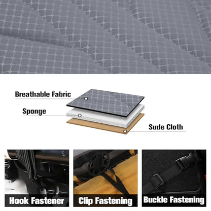 Luxury Faux Leather&Fabric Car Seat Covers Full Set with Breathable 3D Foam Back Support