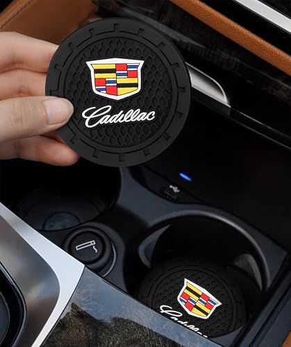 Car Cup Holder Coaster for Cadillac Series Recessed Silicone Cupholder Coaster Interior Accessories 2.75in 2Pieces Black (Black-a12)