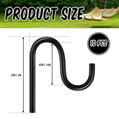 10 Pcs 2'' Long Shed Hooks Shed Accessories Without Drilling Hole for Hanging Heavy Duty Individual Utility Hooks Universal Wall Mounted J Utility Hangers for Tools Shovels Rakes (Black)