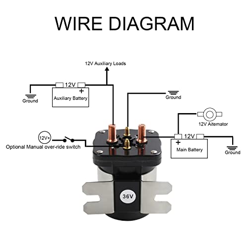 36V 4 Terminal Solenoid 20468G1 36V Solenoid Relay Switch Replacement for EZGO (36V For 1988-up ; G8,G9,G14,G16)
