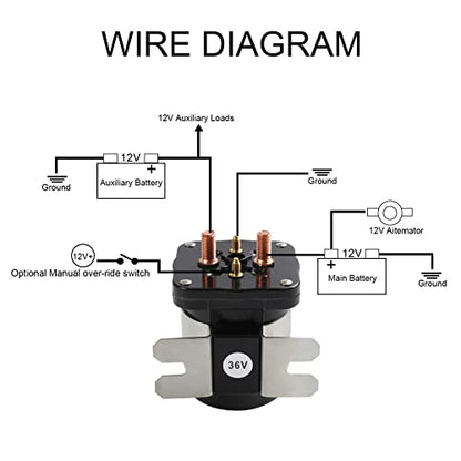 36V 4 Terminal Solenoid 20468G1 36V Solenoid Relay Switch Replacement for EZGO (36V For 1988-up ; G8,G9,G14,G16)