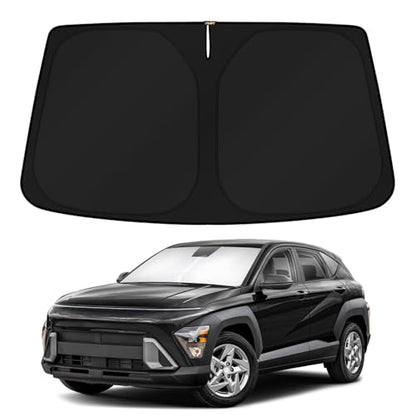 Windshield Sun Shade for 2024 2025 2026 Hyundai Kona Accessories Custom Fit Sunshade Sun Protector Foldable Blocks UV Rays Keep Cars Cooler (FOR | Hyundai Kona 2024-present)