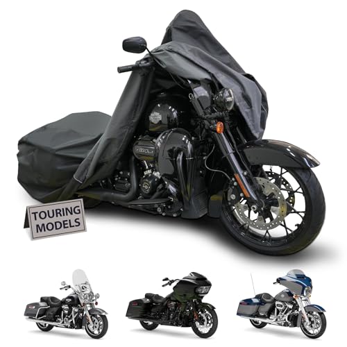 Motorcycle Cover for Harley Davidson Touring Waterproof Heavy Duty (108"-Touring)