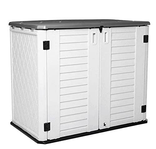 Horizontal Outdoor Garden Storage Shed for Backyards and Patios (Off White)