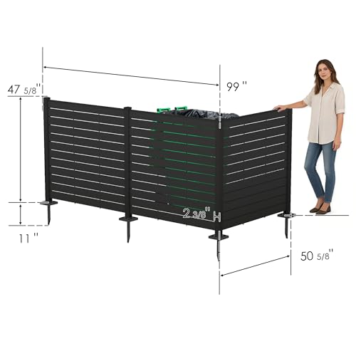 50" W x 48" H Outdoor Privacy Screen with Aluminum Posts (3 Panels/DarkGray)