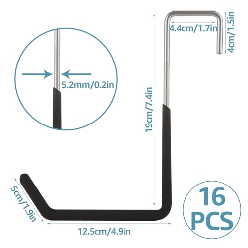 16 Pack Rafter Hooks Heavy Duty Rafter Hanger Vinyl Coated Large S Hooks for Hanging Ladder Bike Hangers Garage Storage Organizer