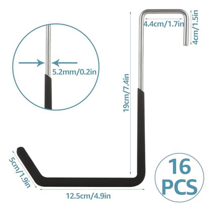 16 Pack Rafter Hooks Heavy Duty Rafter Hanger Vinyl Coated Large S Hooks for Hanging Ladder Bike Hangers Garage Storage Organizer