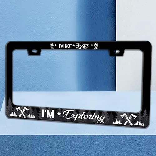 I'm Not Lost I'm Exploring License Plate Frame Stainless Steel 6x12 Inch (I'M Not Lost I'M Exploring)