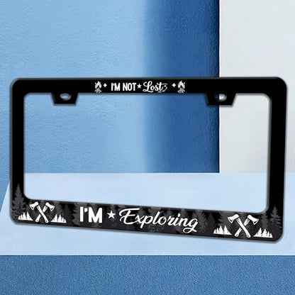 I'm Not Lost I'm Exploring License Plate Frame Stainless Steel 6x12 Inch (I'M Not Lost I'M Exploring)