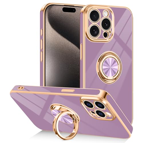 Designed for iPhone 15 Pro Max Case with Ring Stand Slim Purple (Purple / 6.7'' iPhone 15 Pro Max)