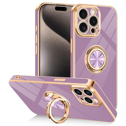 Designed for iPhone 15 Pro Max Case with Ring Stand Slim Purple (Purple / 6.7'' iPhone 15 Pro Max)