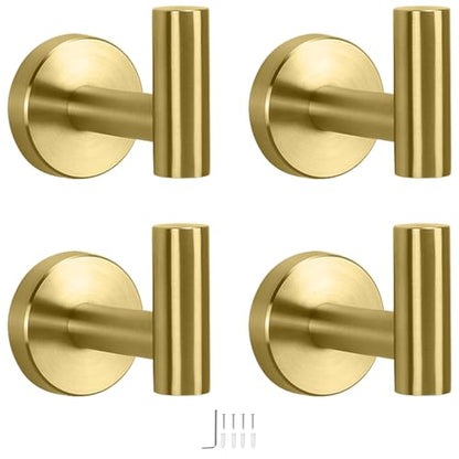Bath Towel Hooks (Brushed Gold / 4 Pack)