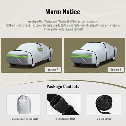6 Layers Heavy Outdoor Pickup Full Car Cover Hard Shell Zipper Design Waterproof All Weather Weatherproof UV Sun Protection Snow Dust Storm Resistant with Straps (Green reflective strip / Pickup-XL( Fit for Pickup 230"- 260" ))