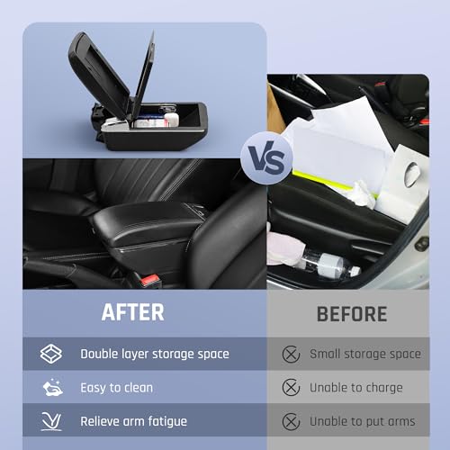 Car Armrest Box for Honda Fit Jazz Hatchback 2009 (NO USB Ports / Black Thread)