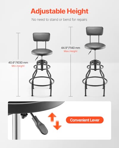 Shop Stool with Backrest (with Backrest-no Casters)