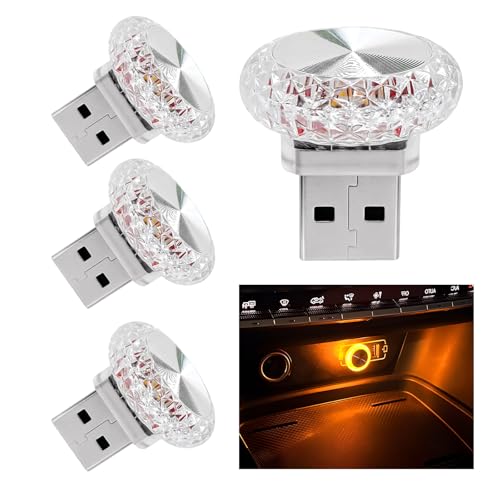 4 PCS USB LED Car Interior Atmosphere Lamp (Yellow)