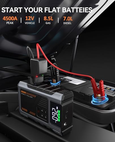 Car Battery Charger Jump Starter with Air Compressor (Sliver+Black)