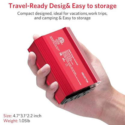 300W Power Inverter DC 12V to 110V AC Car Outlet Adapter with USB (Red)