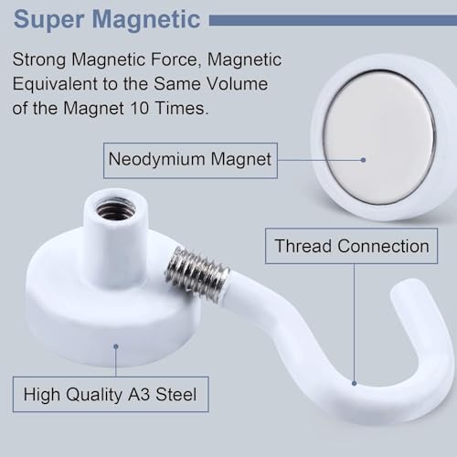 Magnetic Hooks 15pcs 30lbs Cruise Essentials 2026 Magnet Hook White