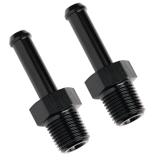 1 8 NPT Male to 1 (1/8 NPT to 1/4 Barb / Black, Straight - 2PCS)