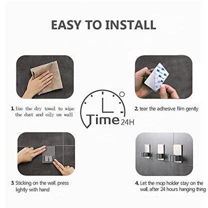 4 Pack Stainless Steel Mop Broom Holder Organizer (Model 1 (4 Pakck))