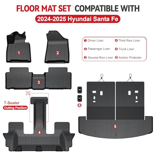 Floor Mats for 2024 (For Hyundai Santa Fe | 2024-2026)