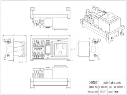 DIN Rail Mount AC 120V NEMA 5 (D-1559T)
