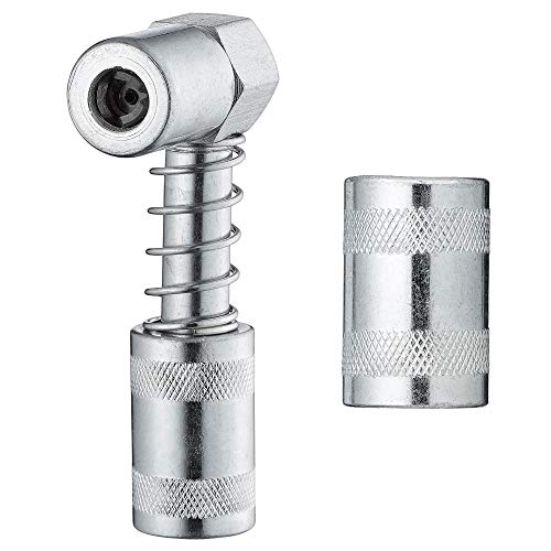 90 Degree Grease Coupler Snaps on to Grease Fittings in Tight Spaces (Standard Zerk Inlet)