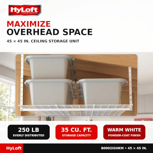 Overhead adjustable Garage Storage Rack (White / Storage)