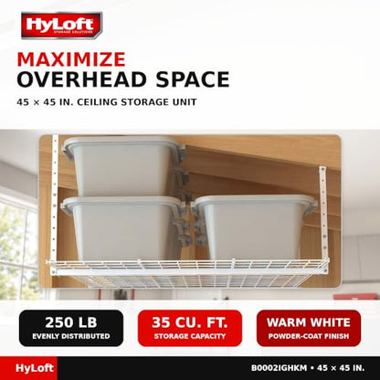 Overhead adjustable Garage Storage Rack (White / Storage)