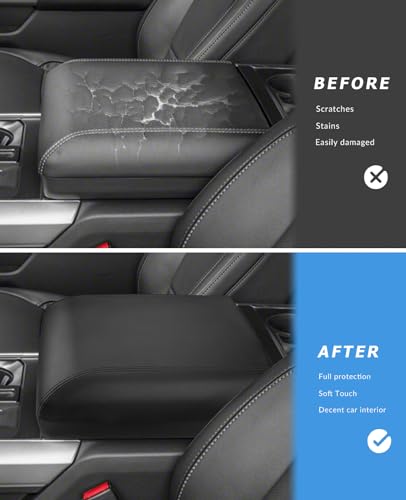 Center Console Cover for 2025 2026 Ford F150 Accessories Interior 2021 2022 2023 2024 Car Middle Arm Rest Armrest Lid Seat Cover Protector Elbow Cushion Pad (black stitches / 2021-2026)