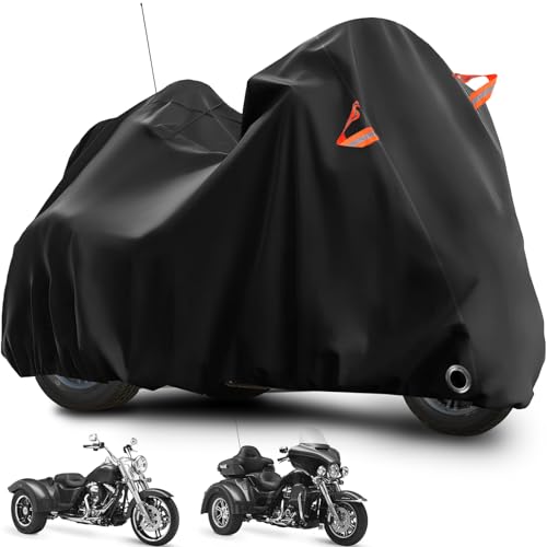 Trike Cover Waterproof Outdoor Heavy Duty 3 Wheel Motorcycle Cover (Black)