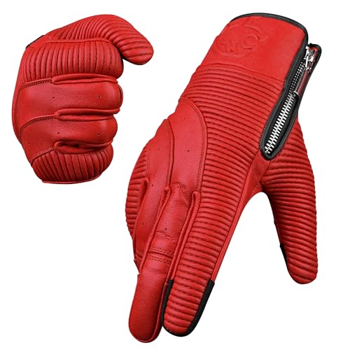 JAG Motorcycle Touchscreen Gloves (Red/Zip / X-Small)