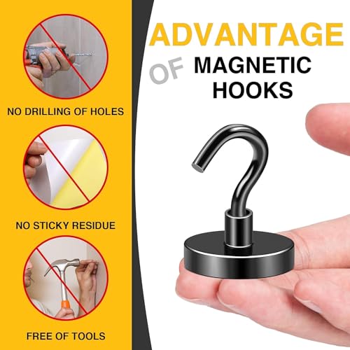 Magnetic Hooks 8pcs 120lbs Cruise Essentials 2026 Magnet Hook Black (Black / 1.26in)