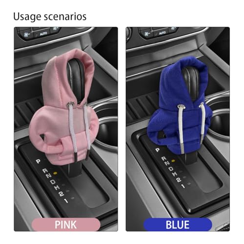 2PCS Car Gear Shift Hoodie Auto Shifter Knob Cover (Blue&Pink / 2 Pcs)