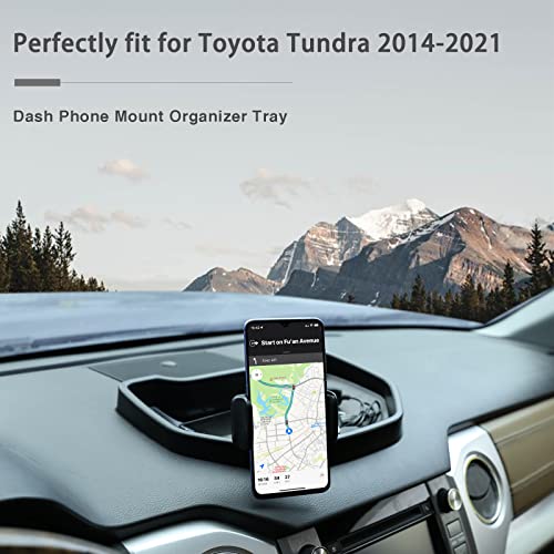 Black ABS Car Center Console Dash Table Storage Tray Fit for Toyota Tundra 2014 (With Mobile Phone Holder)