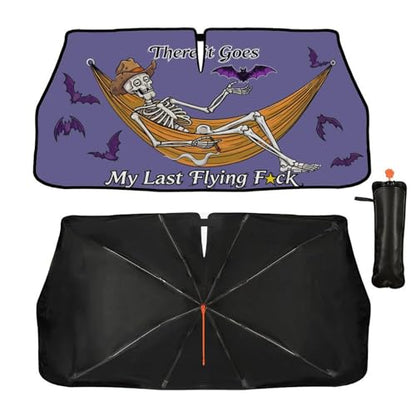 Funny Skeleton Skull Car Windshield Sunshade Umbrella Sun Visor (57X31 Inch / styled45f-8)