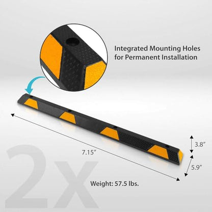 Heavy Duty Wheel Stop Garage Parking Aid for Cars & Trucks (2 Pack)