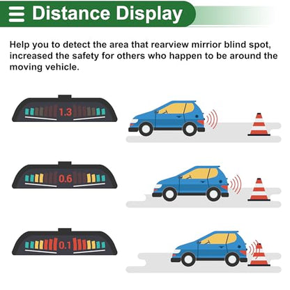 Universal Car Auto Vehicle Reverse Backup Radar System Reverse Parking Sensors Alarm Buzzer Reminder Distance Detection Black 8 Parking Sensors (Black)
