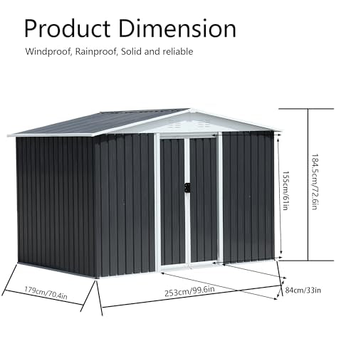 6x8 FT Outdoor Storage Shed (6x8 FT / Gray)