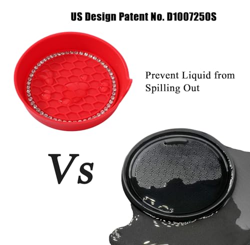 4 Pack Car Cup Holder Coaster Bling Crystal Rhinestone Car Interior (Red / 4 Pack)