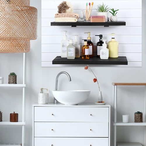 Wooden Floating Shelves for Wall Set of 4 (Black / 23.6" X 11.8" X 1.1")