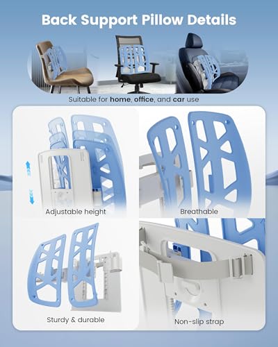 Lumbar Support Pillow for Office Chair (Blue)