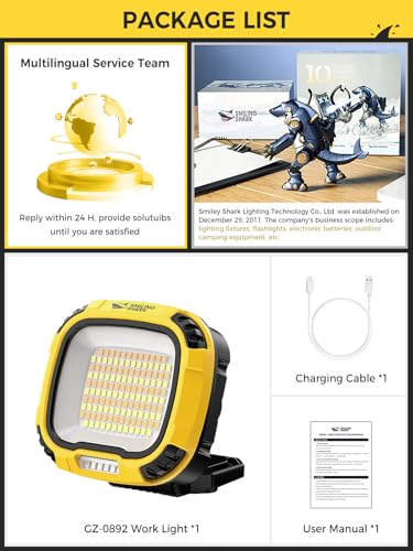 Portable Work Light with Magnetic 7500 mAh Rechargeable (Yellow)