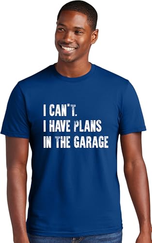 XX Large Royal Mens I Can't I Have Plans in The Garage Funny Dad Gift Deluxe Soft T (XX-Large / Royal)