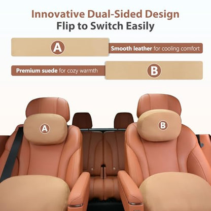 Car Headrest and Lumbar Support Pillow for Car Office Chair (Light Black / 2 Pieces)