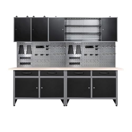 Garage Tool Storage Cabinet System with Workbench Desk Set