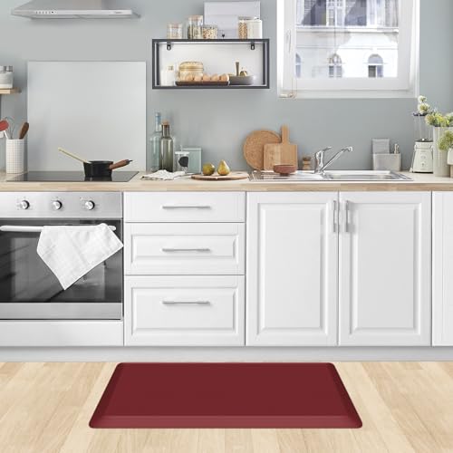 0.8" Thick Kitchen Mat Cushioned Anti Fatigue Rug Comfort Floor Mats (Red / 28"L x 17.3"W x 0.8"Th)