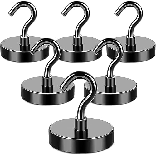 Magnetic Hooks Heavy Duty 170LB+ Strong Black Magnets Hook (Silver / 6Pack-170LB)