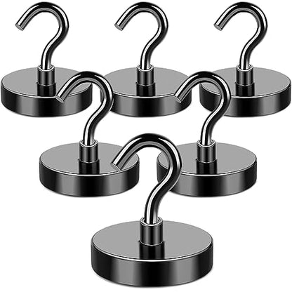 Magnetic Hooks Heavy Duty 170LB+ Strong Black Magnets Hook (Silver / 6Pack-170LB)